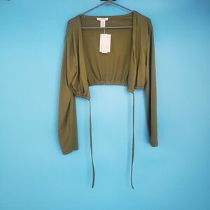 NEW Capella Size Small Army Green Cropped Cardigan